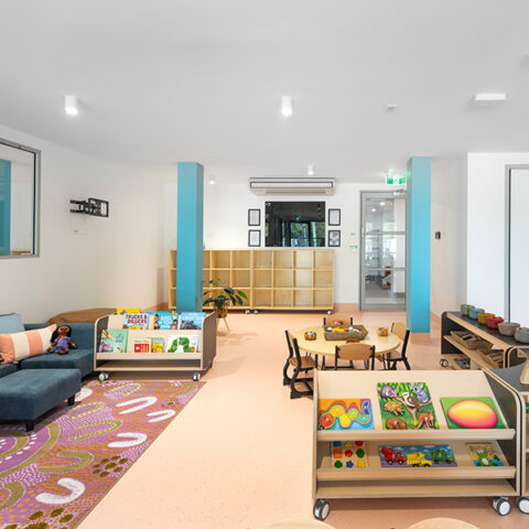 A room with books and games for play-based learning at our Gateshead childcare centre